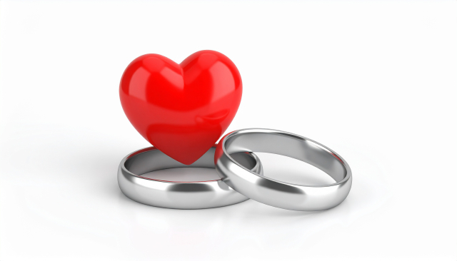 ハートの置物と結婚指輪